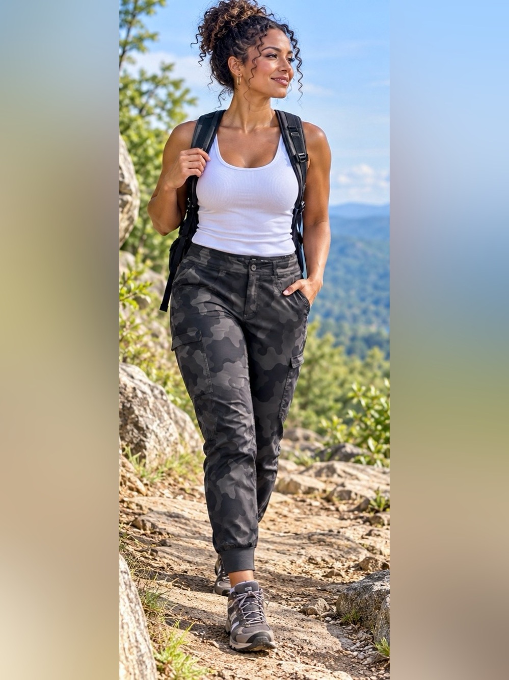 prAna Halle Jogger II Women's 4 Camo Hiking Pants ReZion Stretch UPF 50+